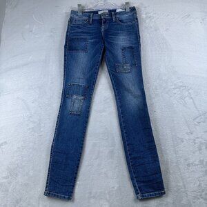 Guess Super Skinny Jeans Low Rise Womens Size 28 Marine Fit Patch Denim Blue